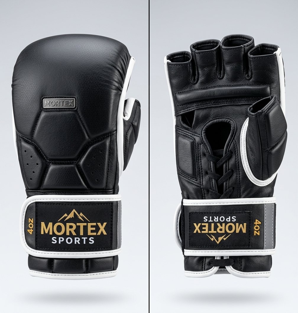 MMA Grappling Gloves, Black and White
