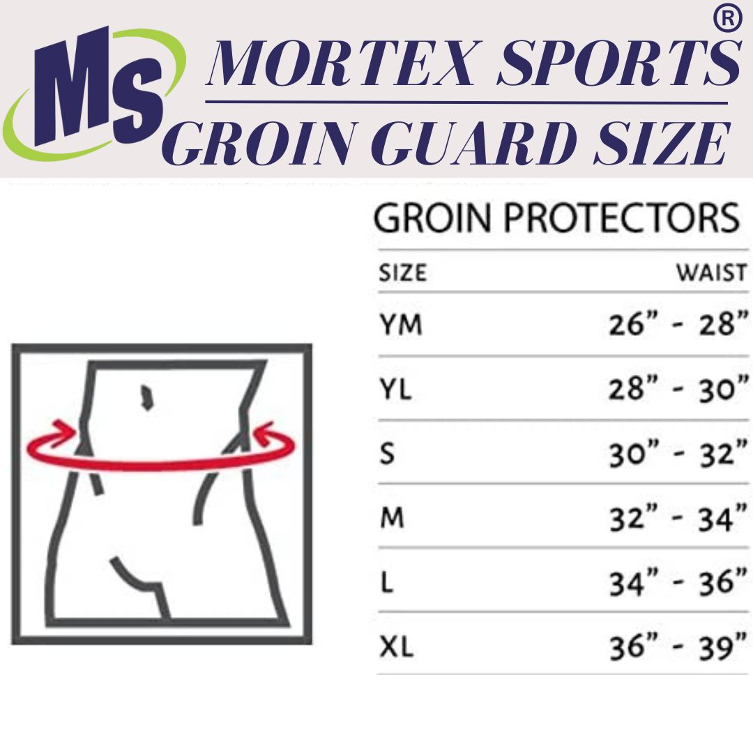 Groin guard size chart (YM to XL)
