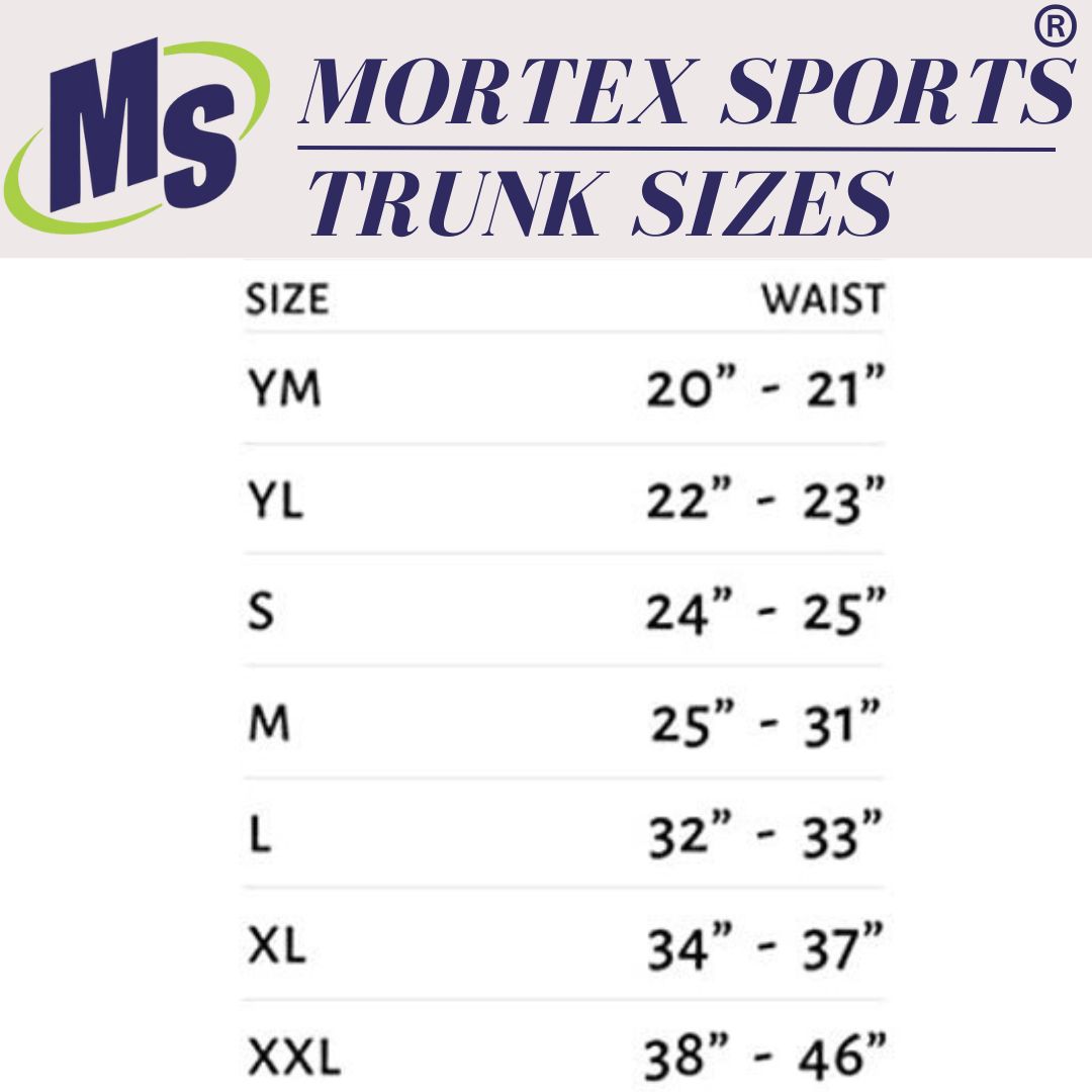 Boxing trunk size chart (YM to XXL)
